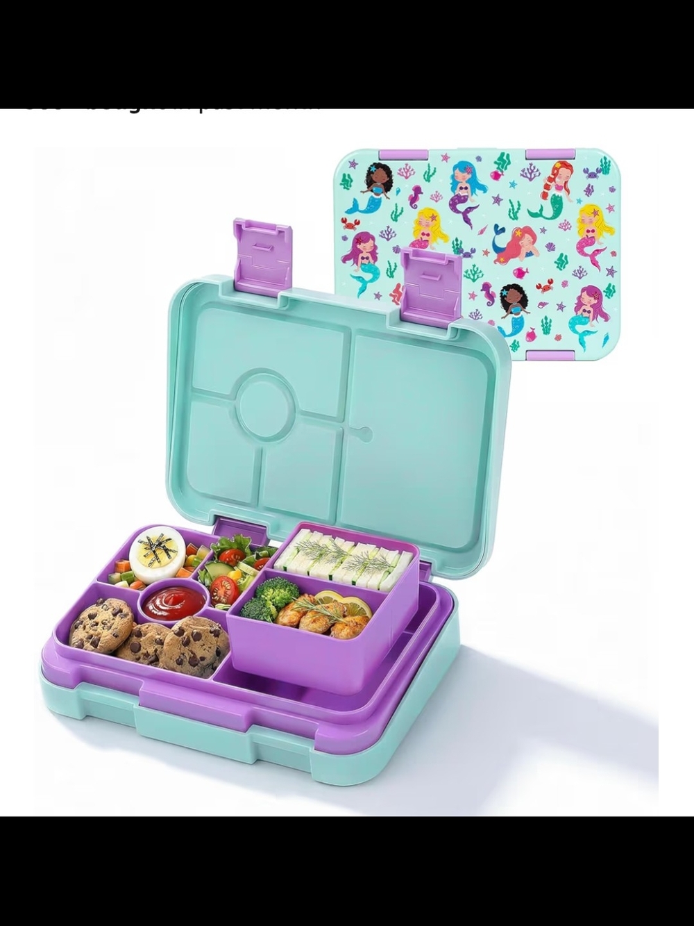 Kids Mermaid Bento Lunch Box - Teal & Purple